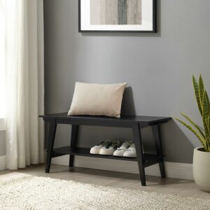 Walker Edison Japandi 1-Shelf Entryway Bench, Black