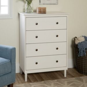 Walker Edison Jules 4-Drawer Solid Wood Dresser, White