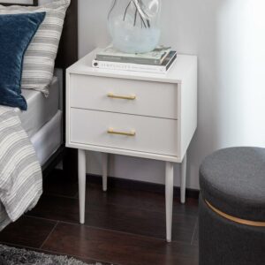 Walker Edison Mid Century Modern Two-Drawer Nightstand, White