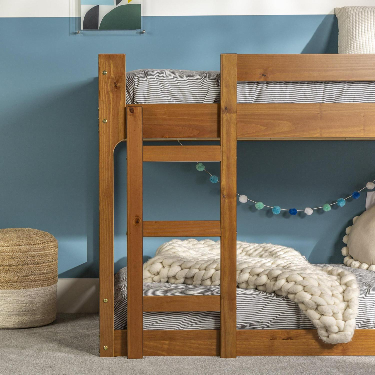 Walker Edison Modern Twin Over Twin Youth Bunk Bed, Caramel - Image 3