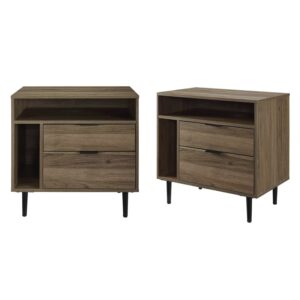 Walker Edison Modern 2-Drawer Nightstand, Set of 2, Slate Grey