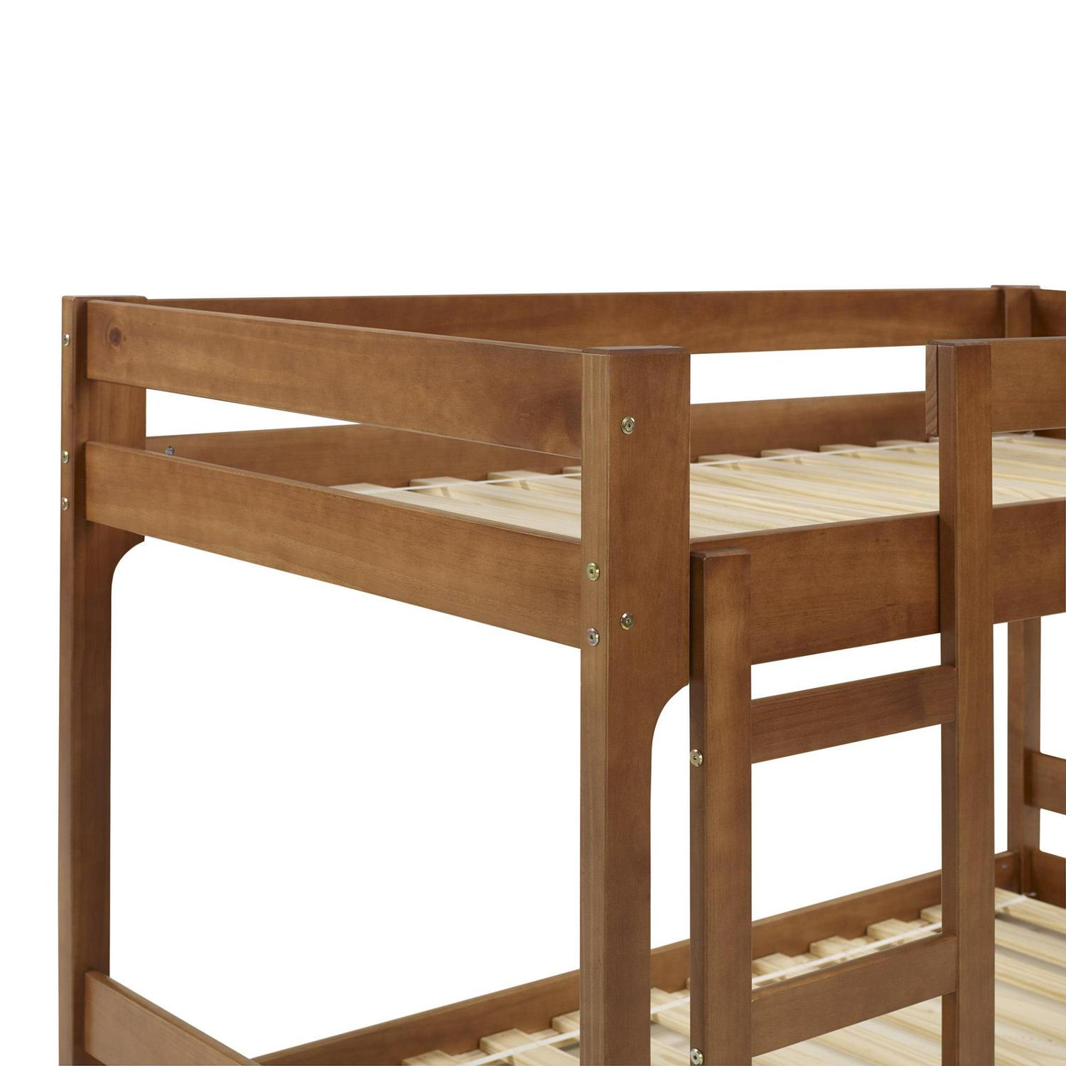 Walker Edison Modern Twin Over Twin Youth Bunk Bed, Caramel - Image 16