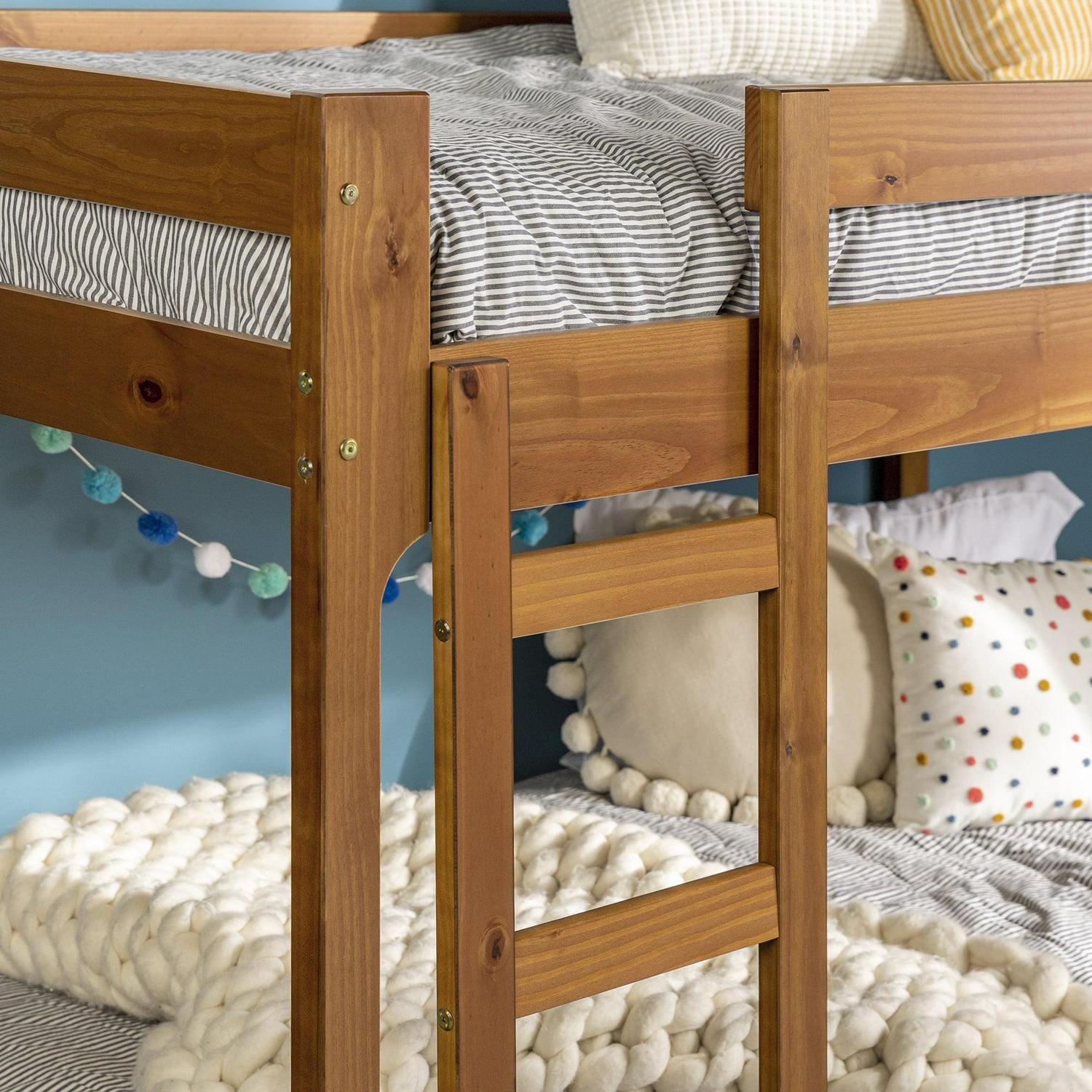 Walker Edison Modern Twin Over Twin Youth Bunk Bed, Caramel - Image 8
