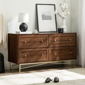 Walker Edison Modern 4 Drawer Dresser, Dark Walnut