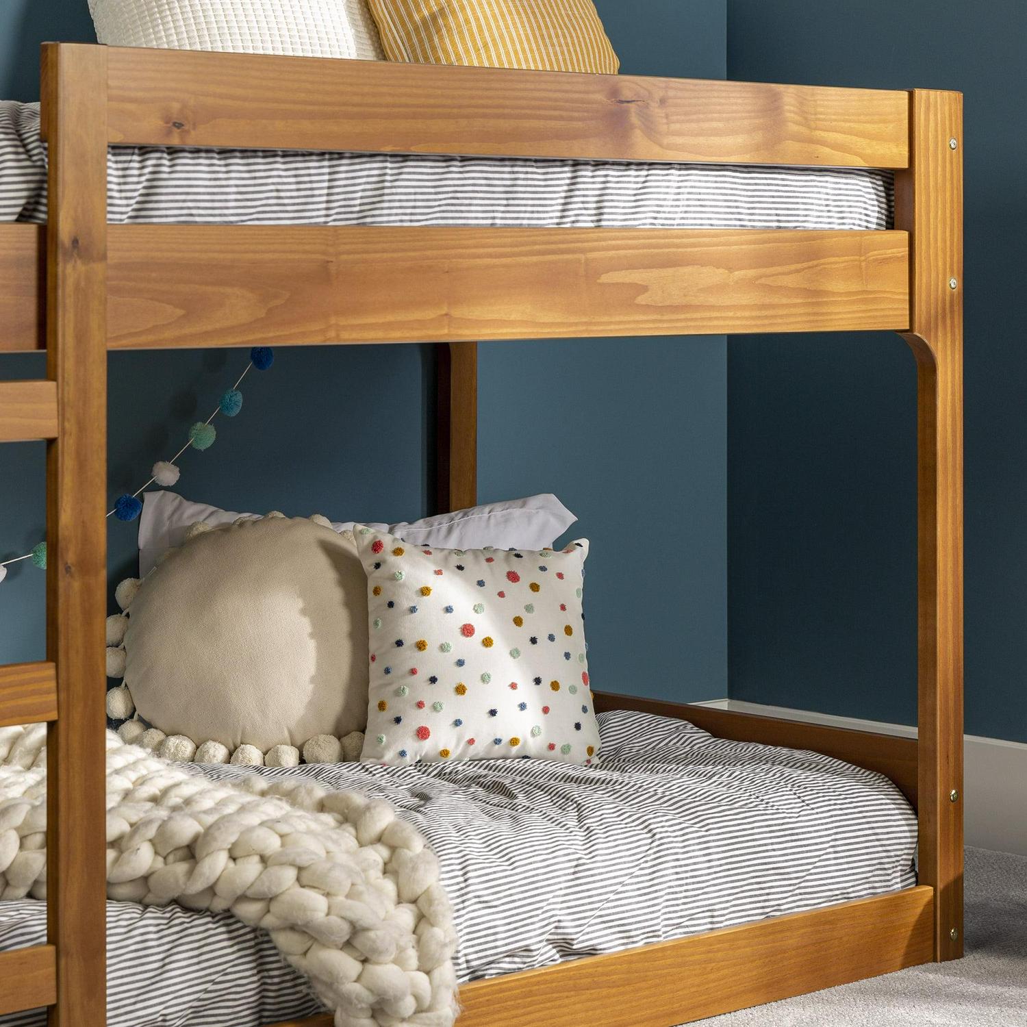 Walker Edison Modern Twin Over Twin Youth Bunk Bed, Caramel - Image 5