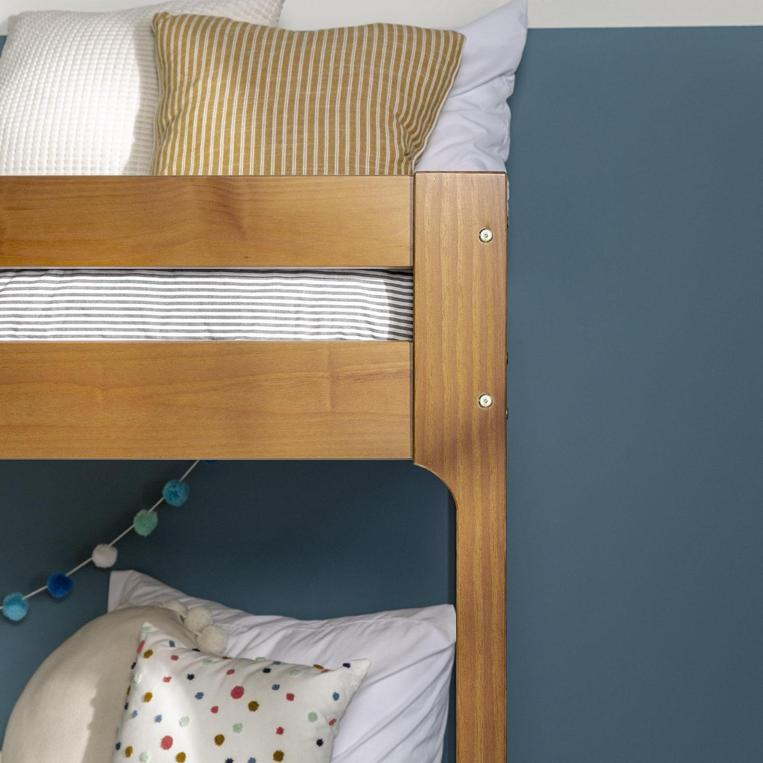 Walker Edison Modern Twin Over Twin Youth Bunk Bed, Caramel - Image 6