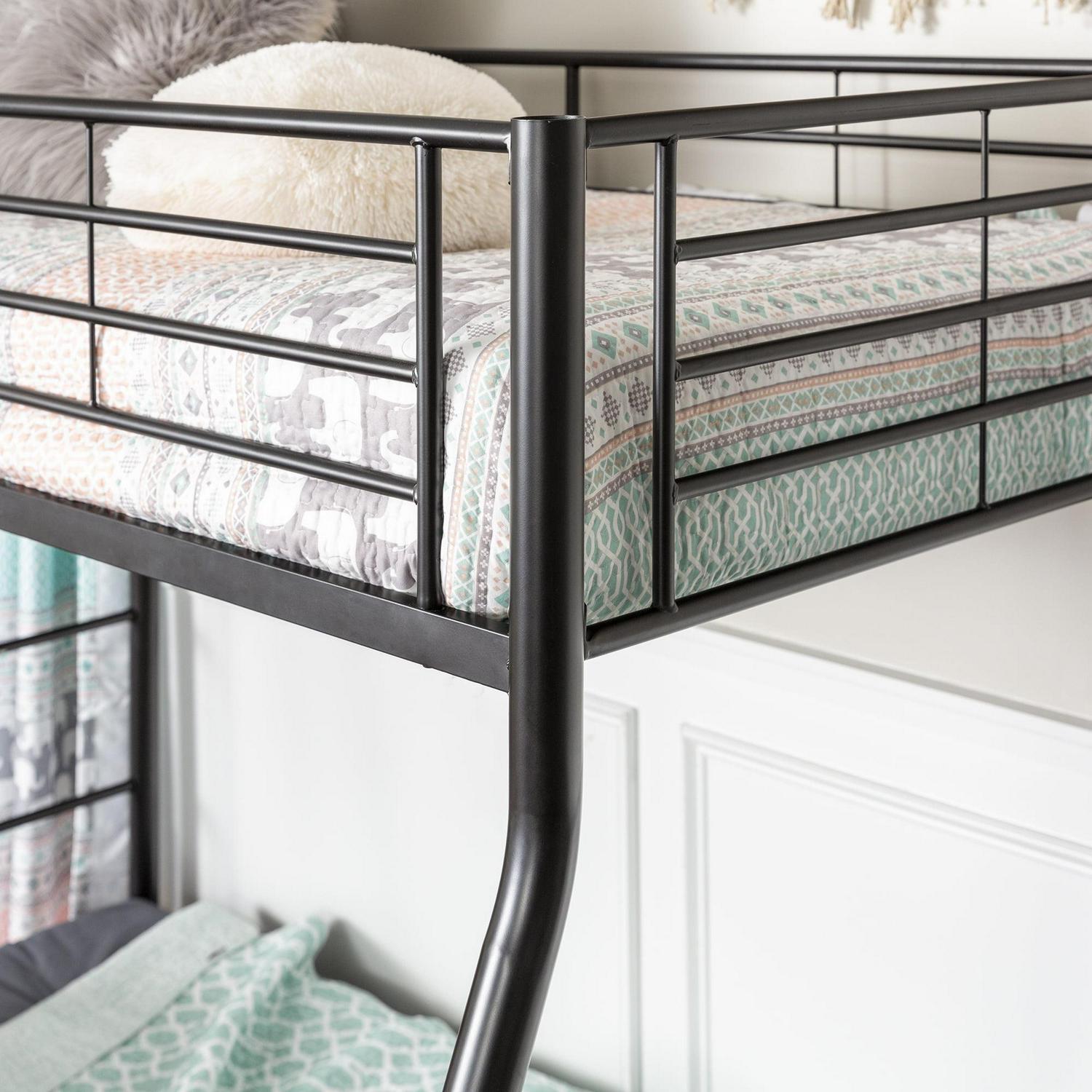 Walker Edison Premium Twin Over Full Metal Bunk Bed, Black - Image 8