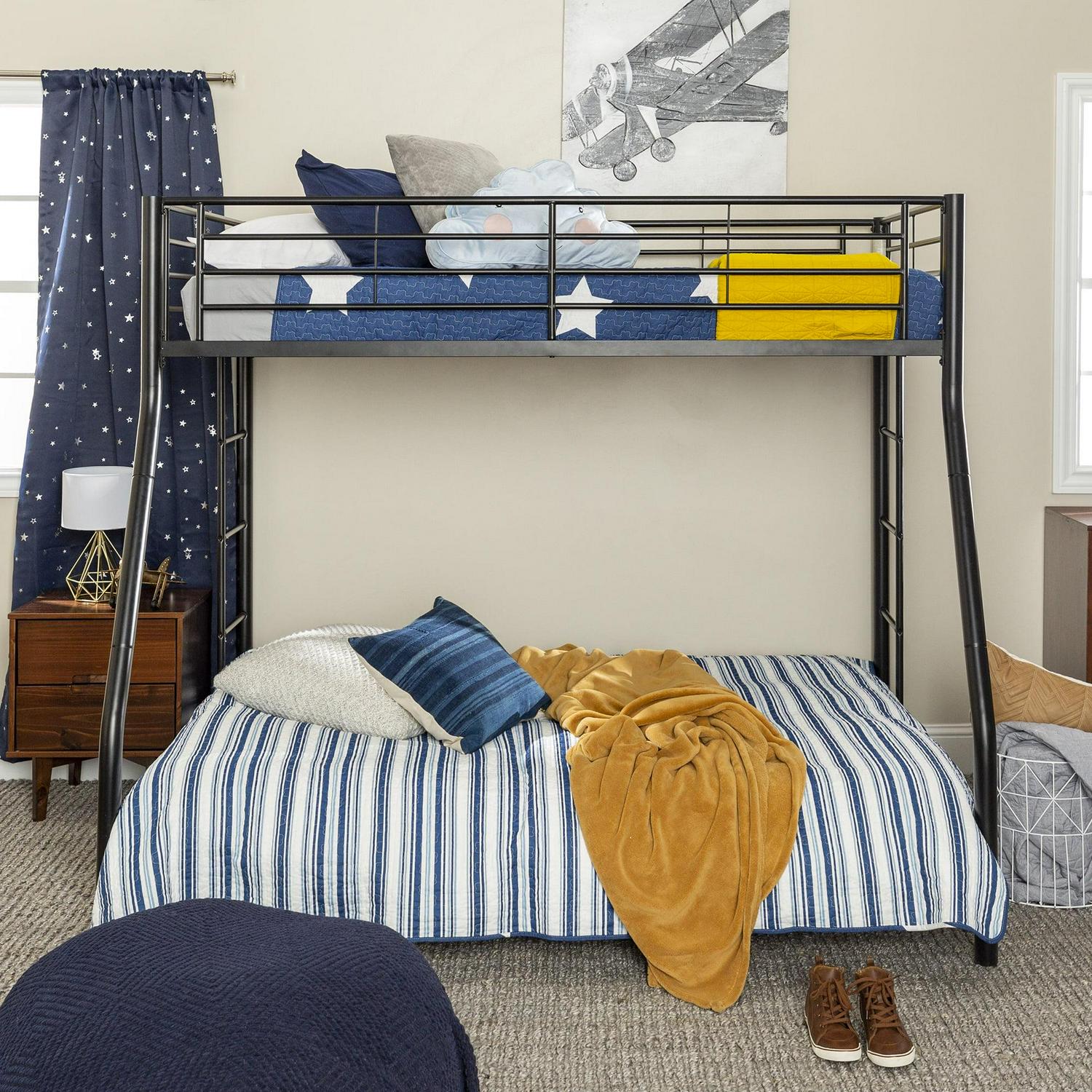 Walker Edison Premium Twin Over Full Metal Bunk Bed, Black - Image 2