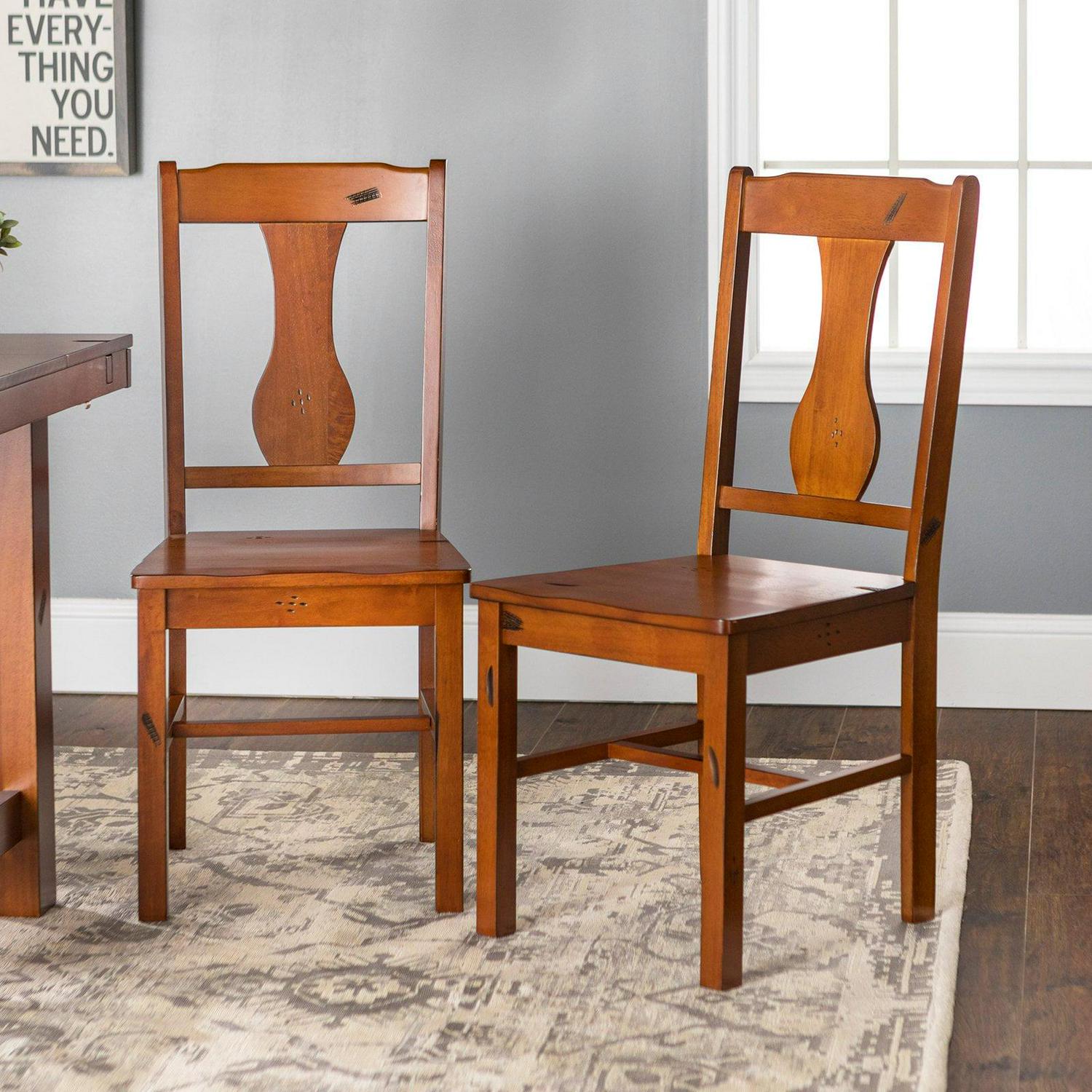 Walker Edison Rocky Hill 2-Piece Solid Wood Dining Chairs - Dark Oak - Image 5