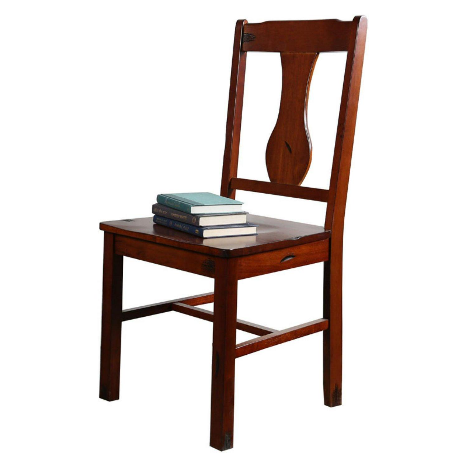 Walker Edison Rocky Hill 2-Piece Solid Wood Dining Chairs - Dark Oak