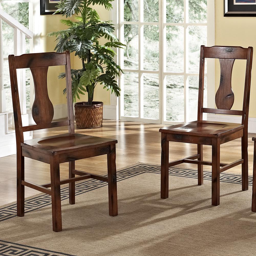 Walker Edison Rocky Hill 2-Piece Solid Wood Dining Chairs - Dark Oak - Image 3