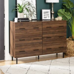 Walker Edison Savanna Modern Wood 6 Drawer Dresser - Dark Walnut