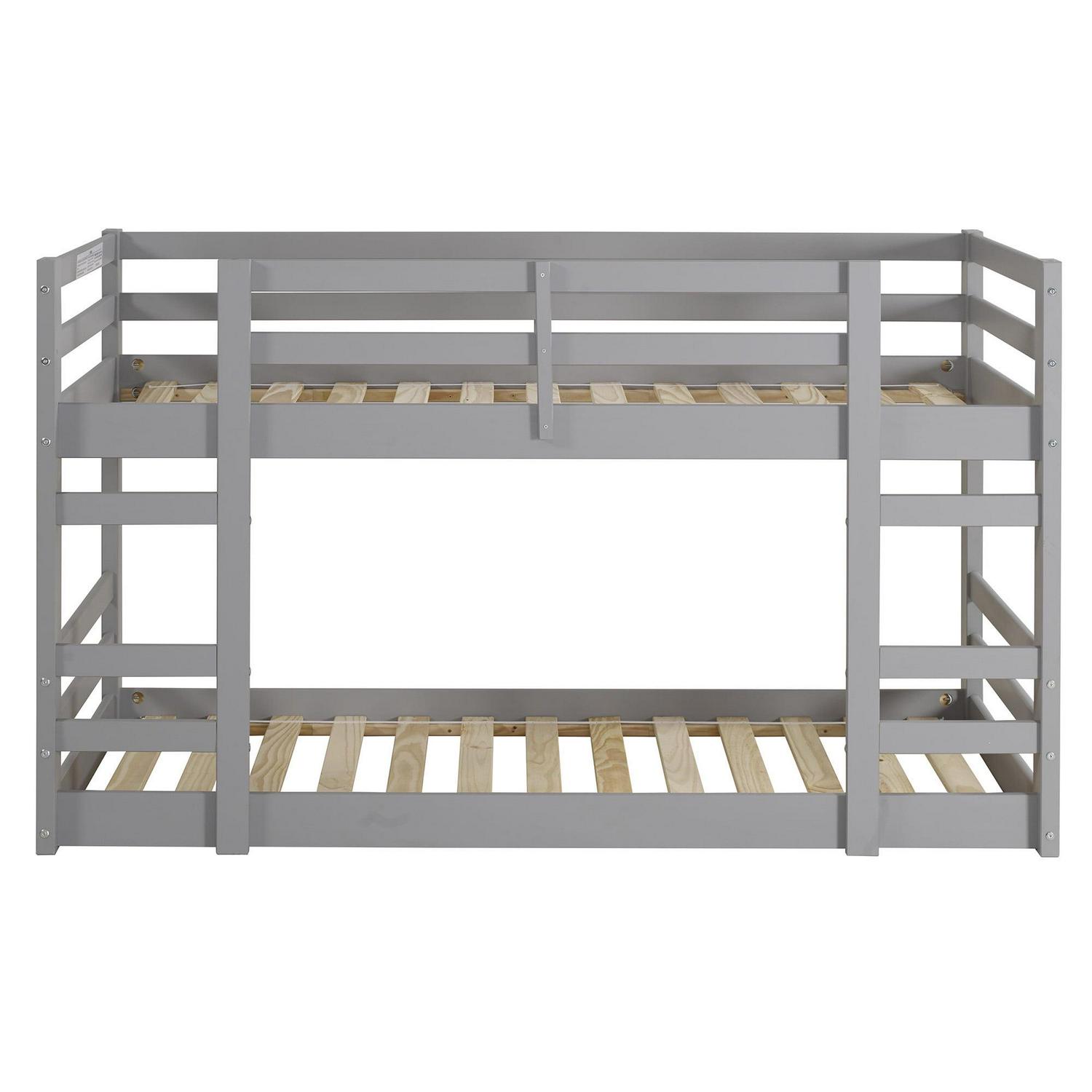 Walker Edison Solid Wood Twin over Twin Floor Bunk Bed, Grey - Image 4