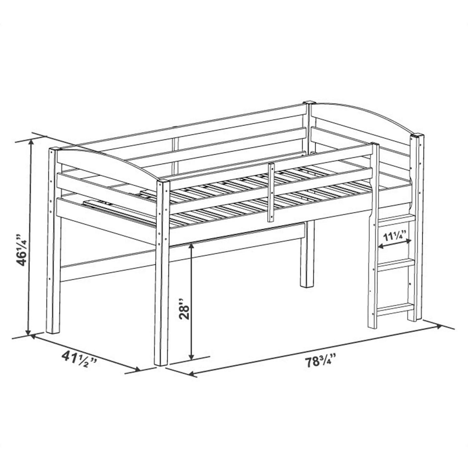Walker Edison Solid Wood Junior Twin Low Loft Bed, White - Image 15