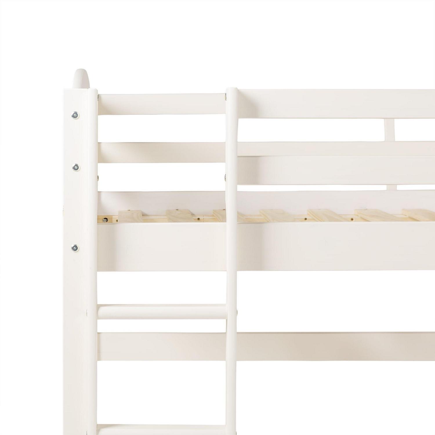 Walker Edison Solid Wood Junior Twin Low Loft Bed, White - Image 13