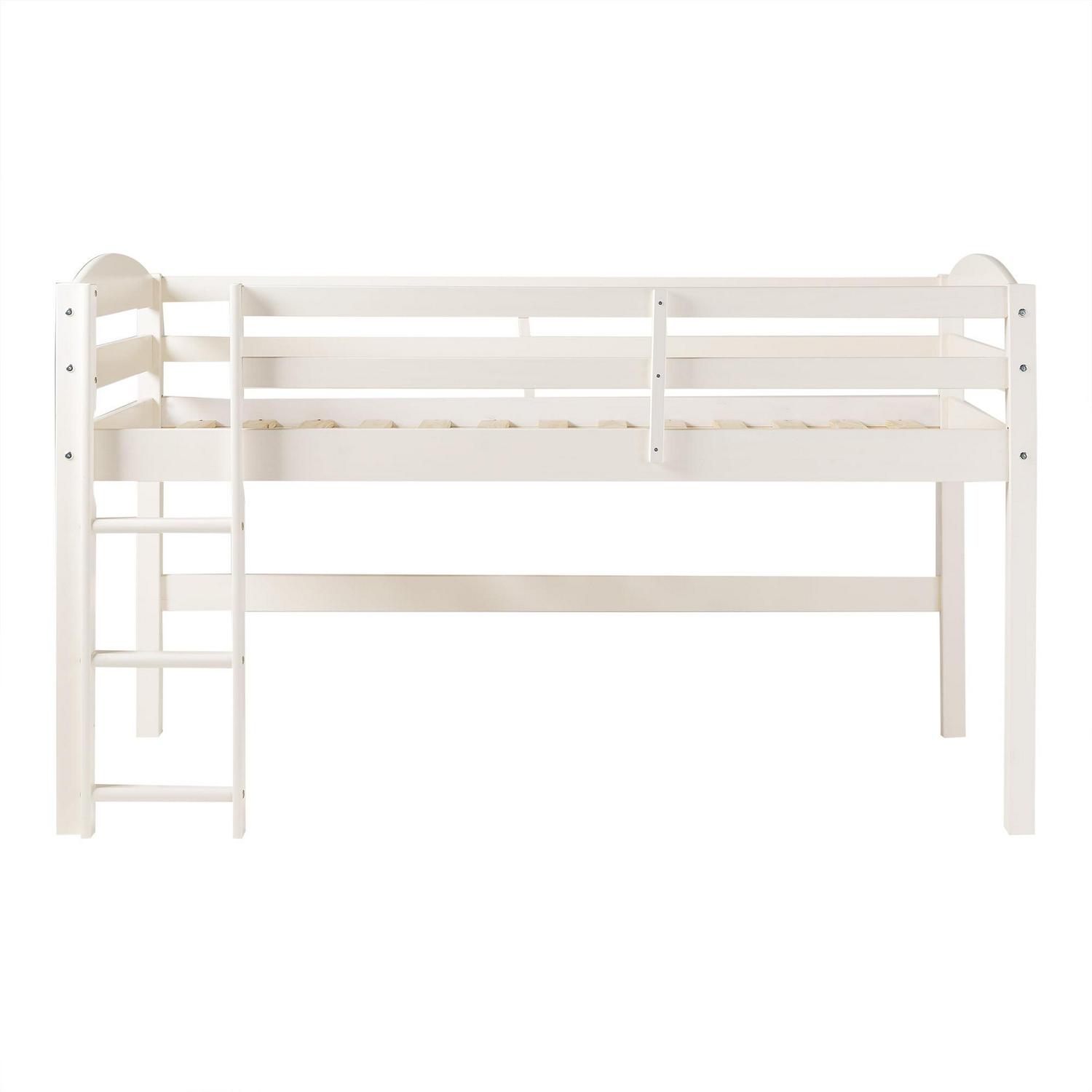 Walker Edison Solid Wood Junior Twin Low Loft Bed, White - Image 8