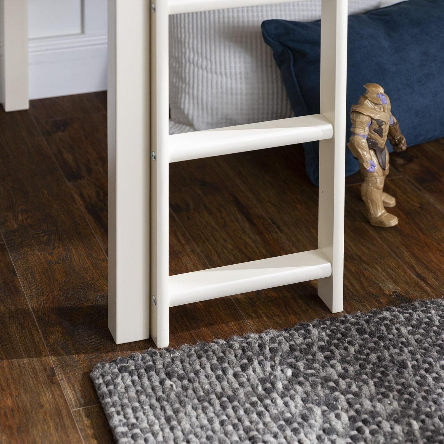 Walker Edison Solid Wood Junior Twin Low Loft Bed, White - Image 5