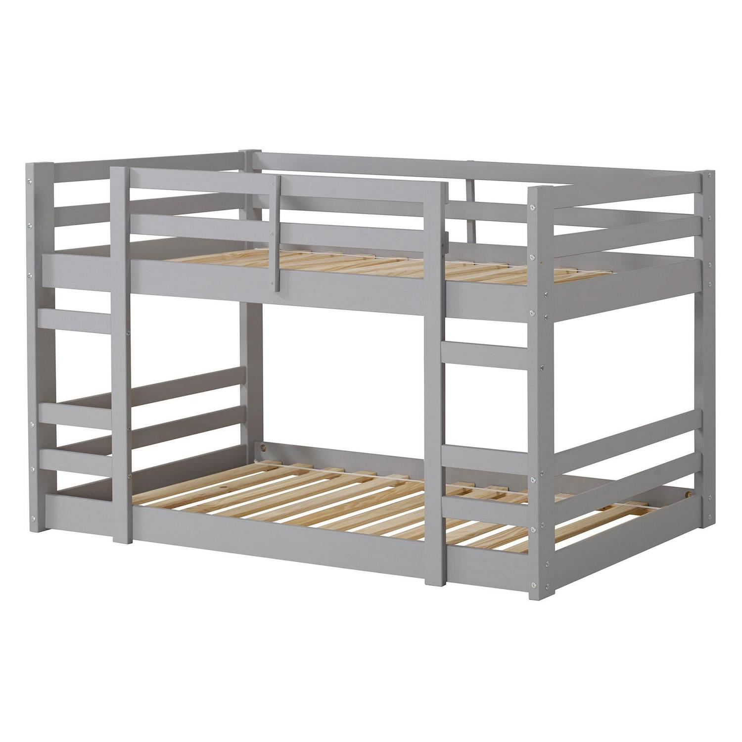 Walker Edison Solid Wood Twin over Twin Floor Bunk Bed, Grey - Image 6