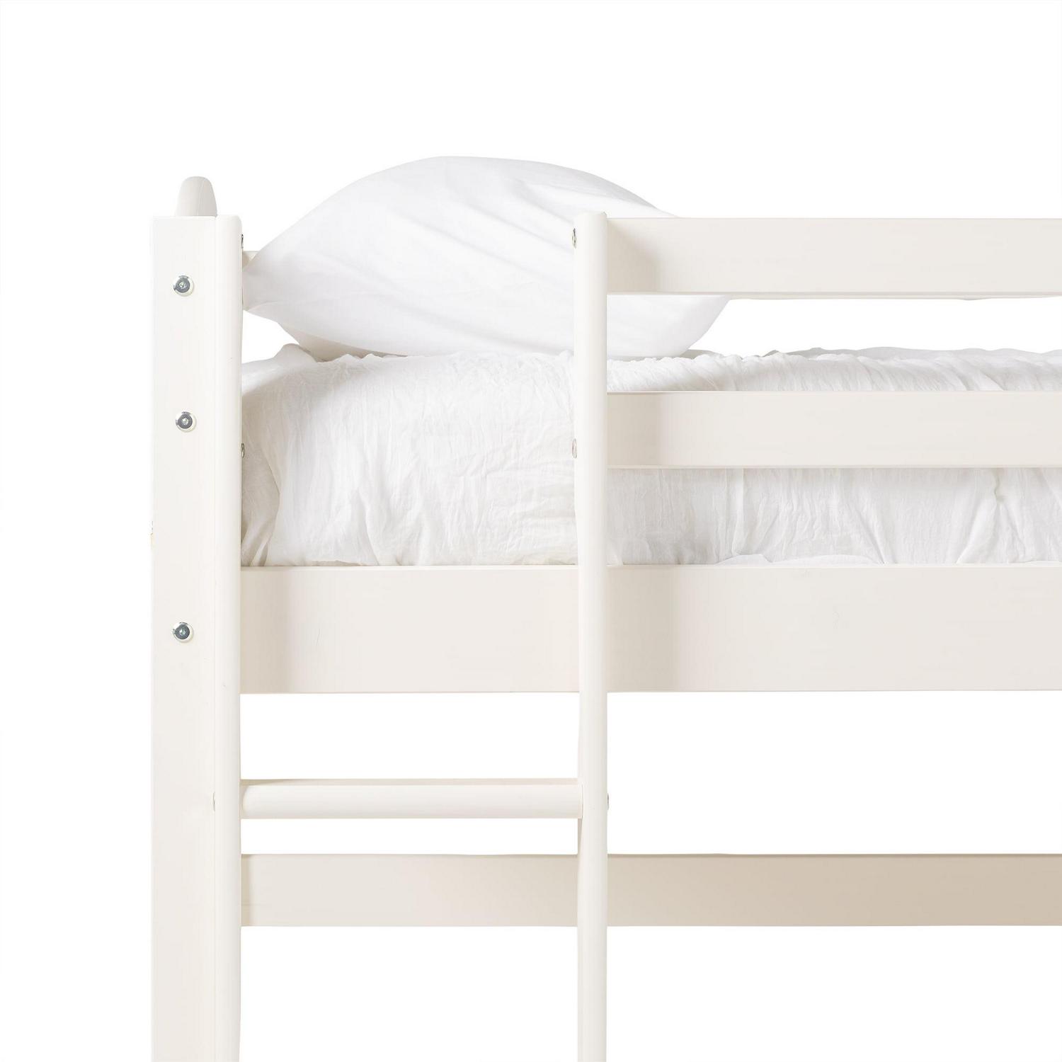 Walker Edison Solid Wood Junior Twin Low Loft Bed, White - Image 12