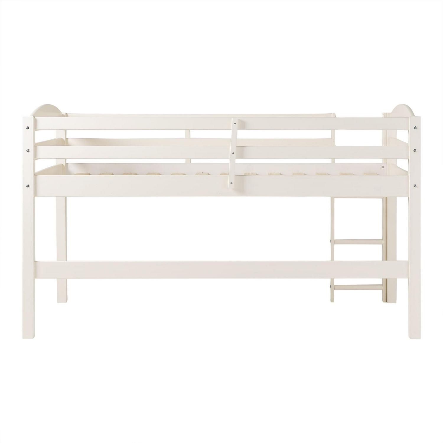Walker Edison Solid Wood Junior Twin Low Loft Bed, White - Image 11
