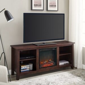 Walker Edison Traditional Fireplace TV Stand for TVs Up to 64" - Brown