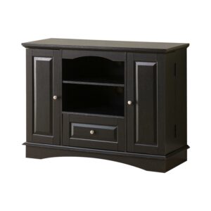 Walker Edison Traditional Tall 42 in. Black TV Stand 48 in. with Doors