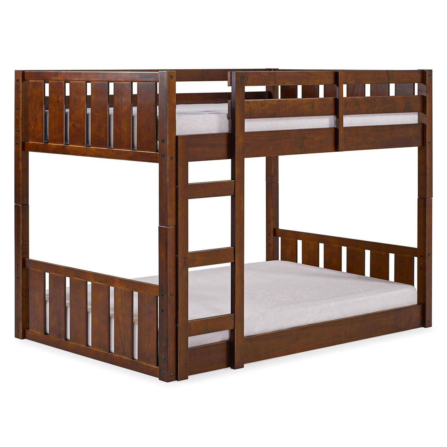 Walker Edison Traditional Slatted Twin Over Twin Bunk Bed, Walnut - Image 10