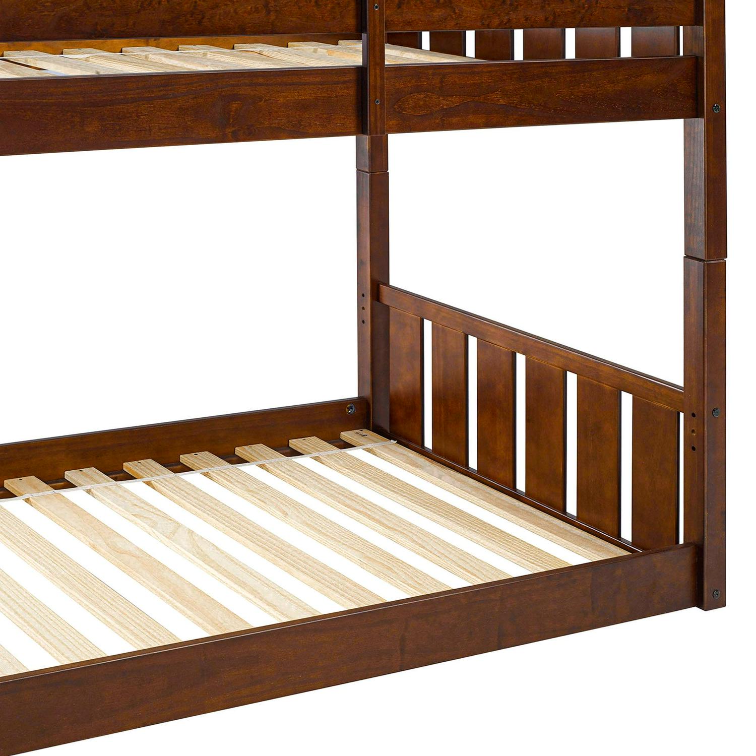 Walker Edison Traditional Slatted Twin Over Twin Bunk Bed, Walnut - Image 13