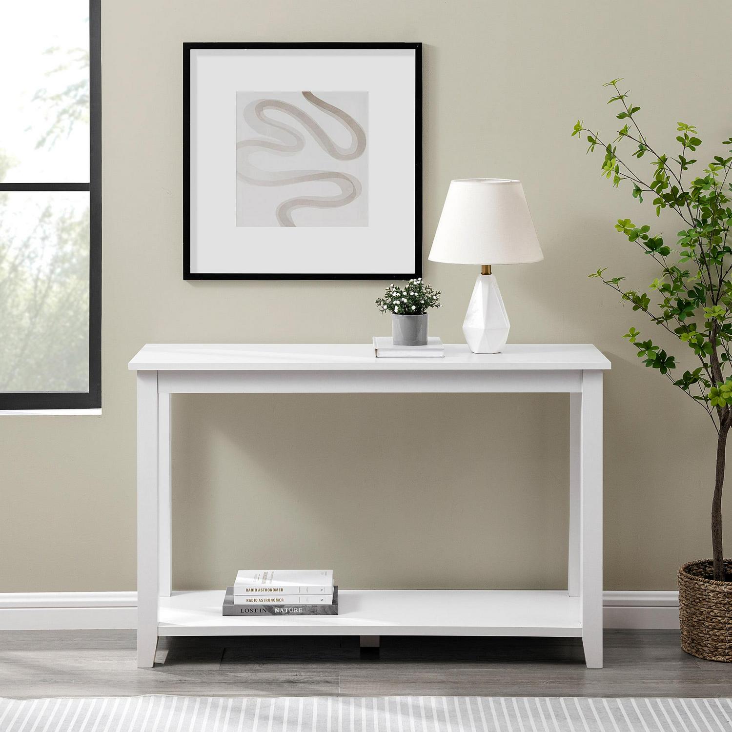 Walker Edison Transitional 48” Wood Console Table, Solid White - Image 2