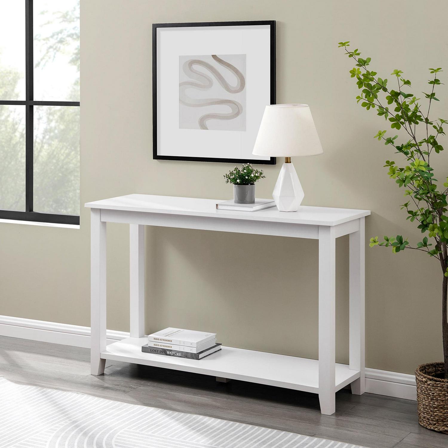 Walker Edison Transitional 48” Wood Console Table, Solid White