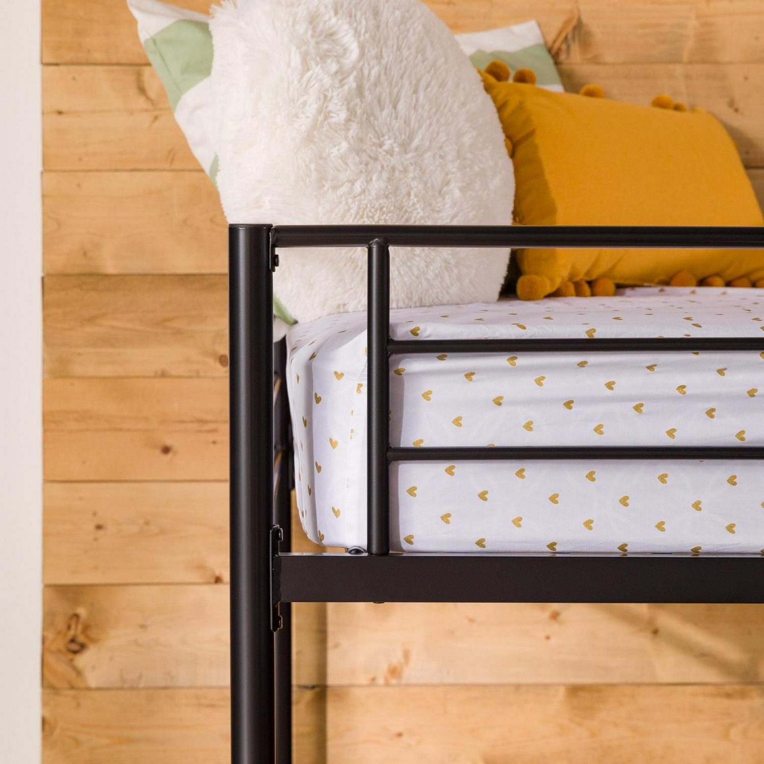 Walker Edison Twin Metal Loft Bed with Desk and Shelving, Black - Image 12