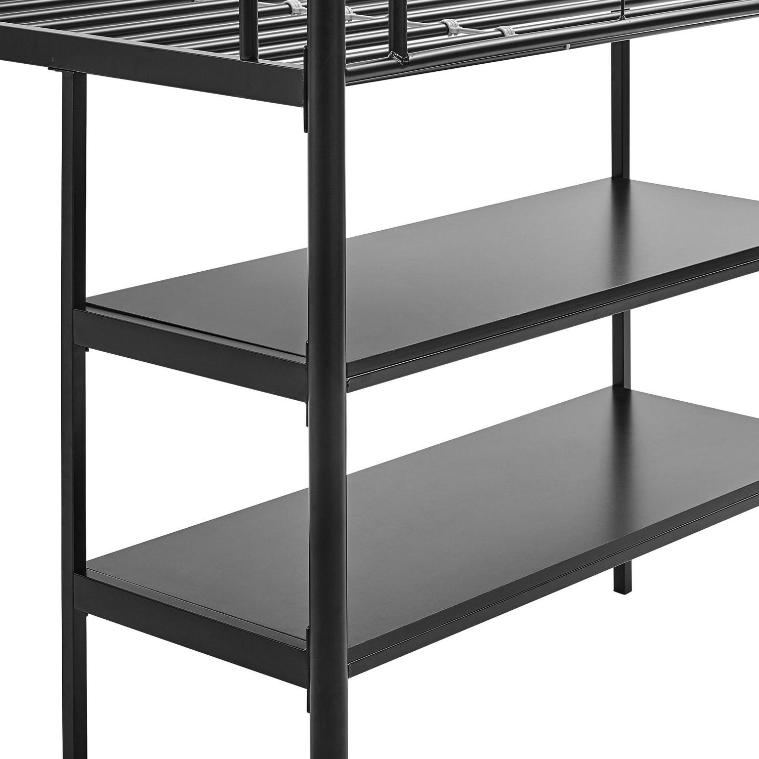 Walker Edison Twin Metal Loft Bed with Desk and Shelving, Black - Image 17