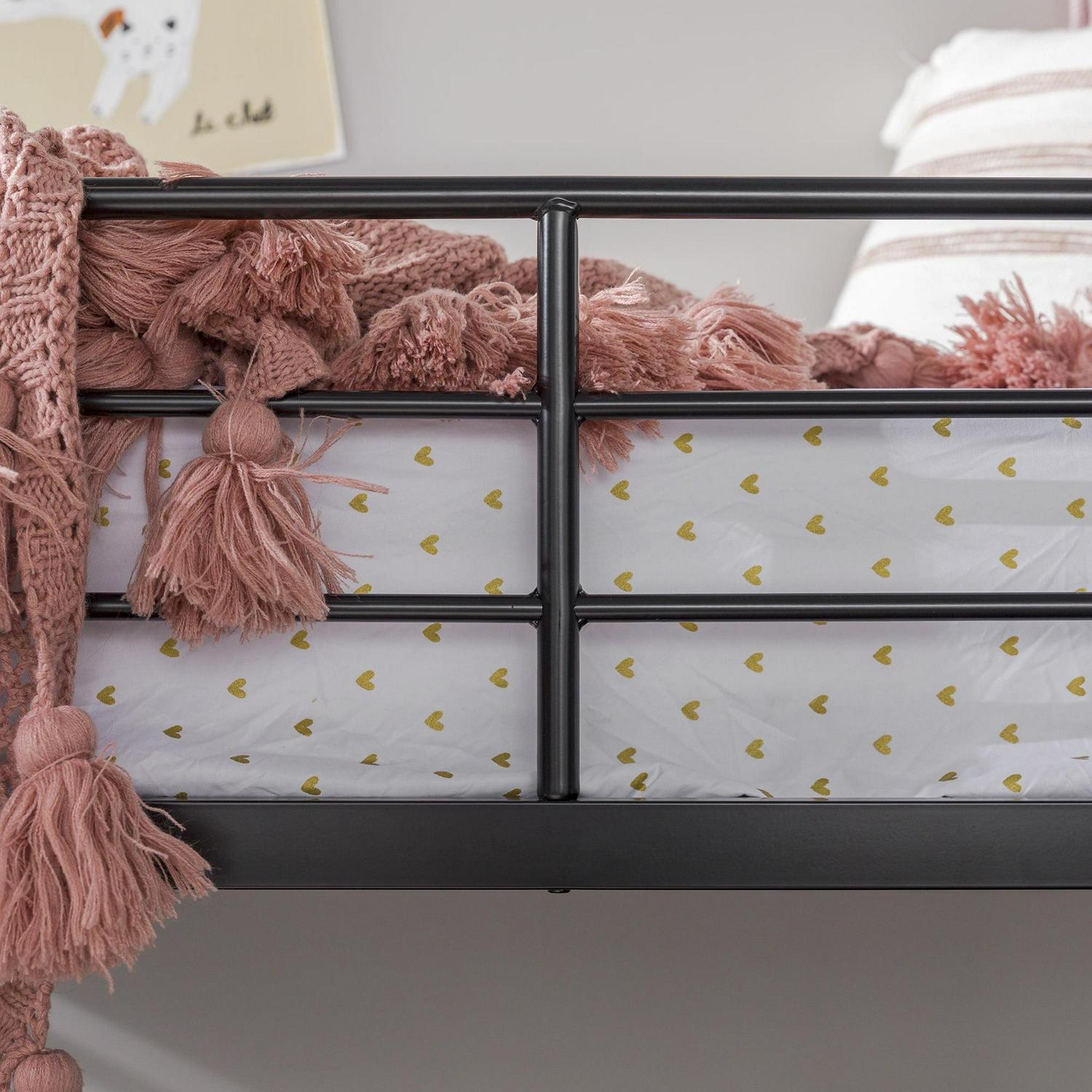 Walker Edison Twin Metal Loft Bed with Desk and Shelving, Black - Image 5