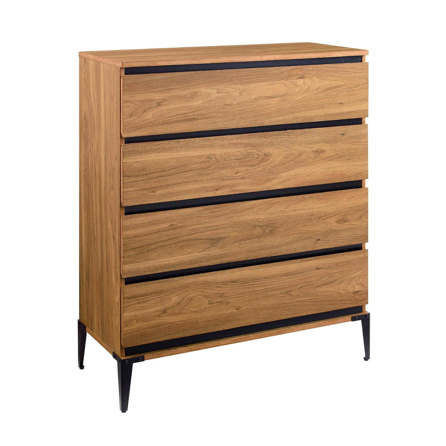 Walker Edison Urban Industrial 4 Drawer Vertical Dresser, English Oak - Image 5
