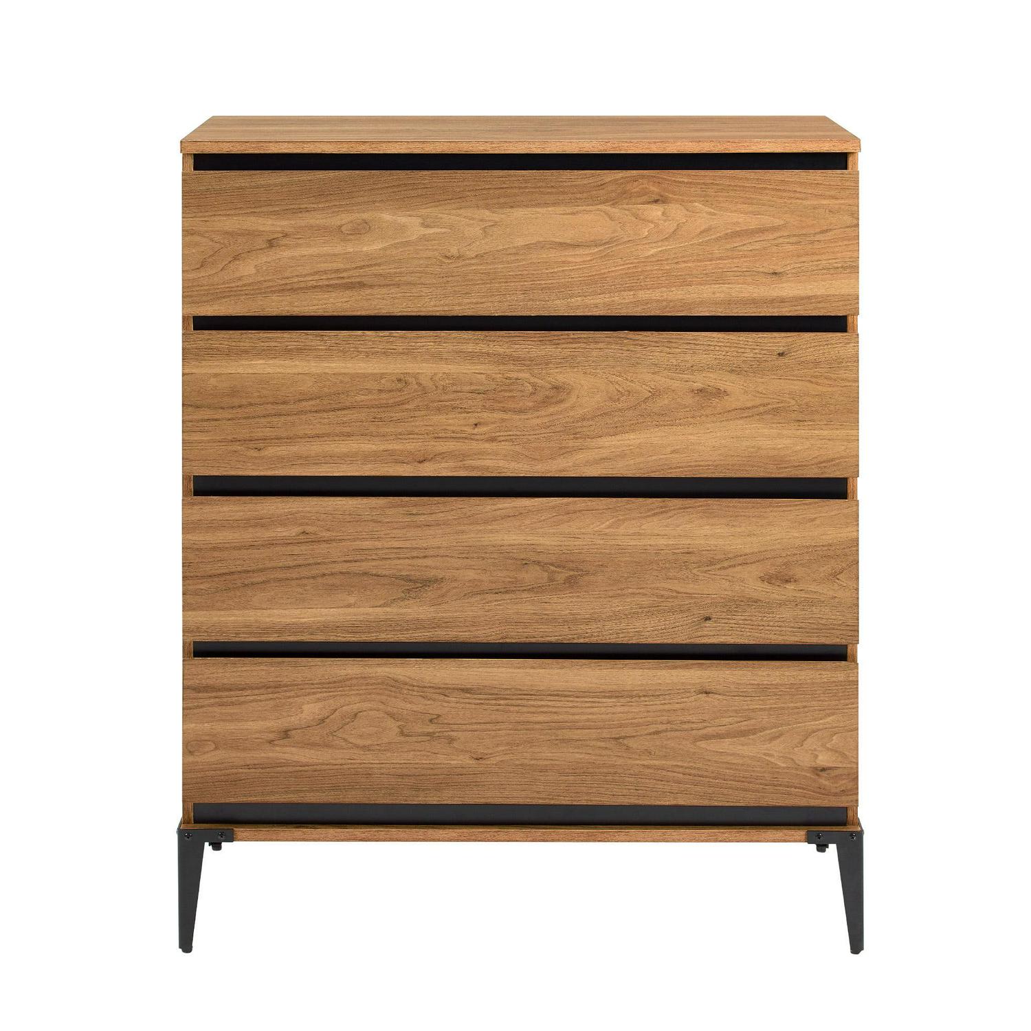 Walker Edison Urban Industrial 4 Drawer Vertical Dresser, English Oak - Image 4