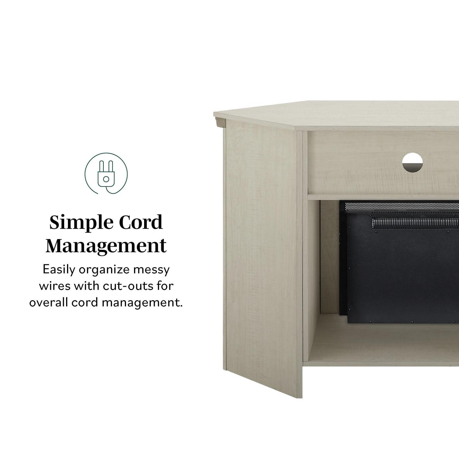 Walker Edison White Oak Corner Fireplace TV Stand for TVs up to 55" - Image 16