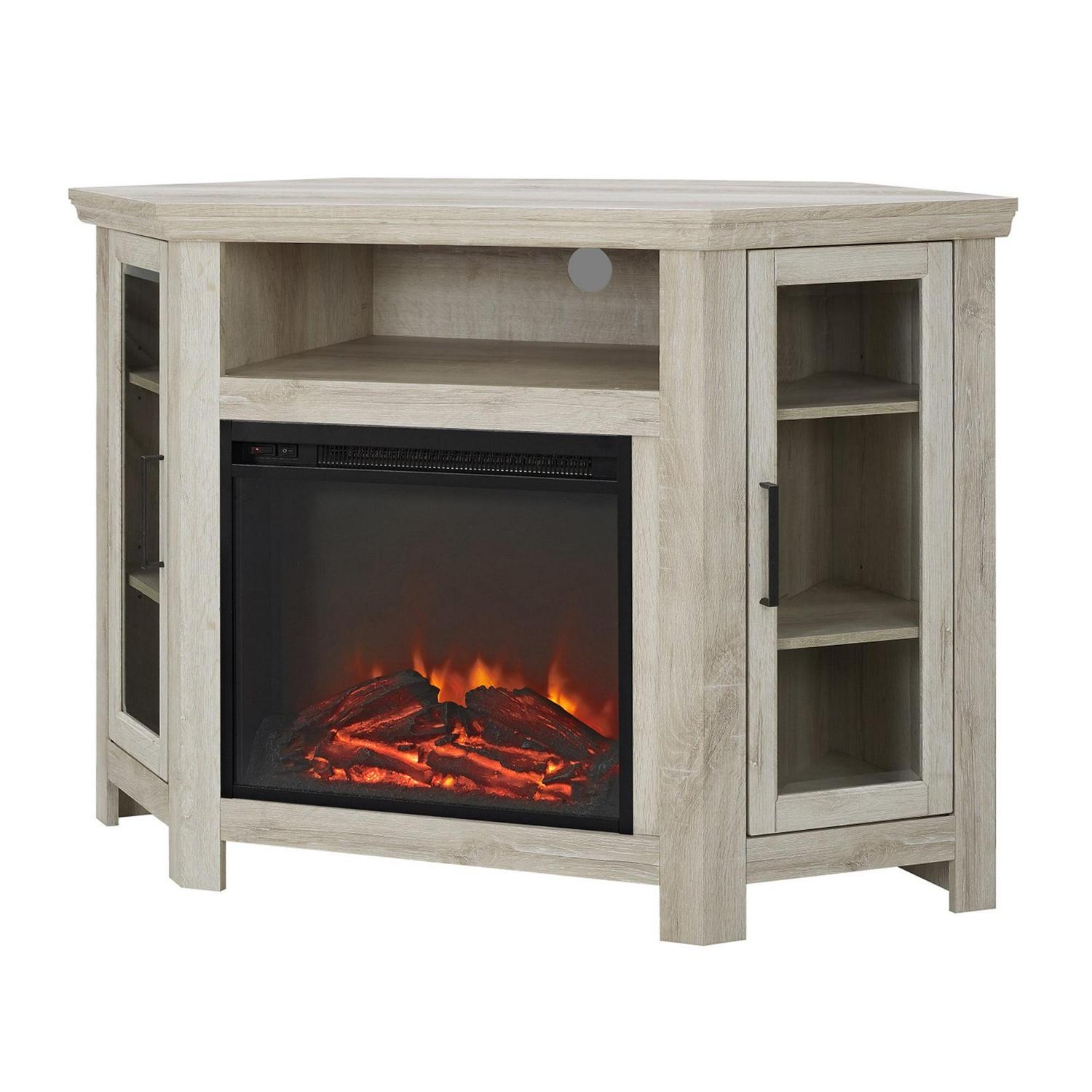 Walker Edison White Oak Corner Fireplace TV Stand for TVs up to 55" - Image 19