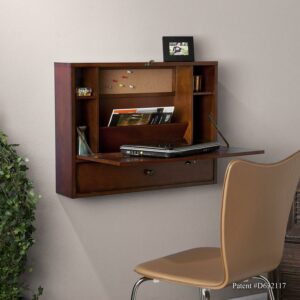 Wall-Mount Laptop Desk - Brown Mahogany