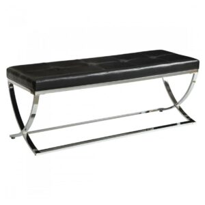 Walton Leatherette Upholstered Tufted Accent Bench Black