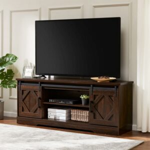 Wampat Adjustable Television Stands, Wood Brown, 59.02 x 15.35 x 23.6"