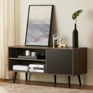 Wampat TV Stand with 1 Doors for TVs up to 55", Black