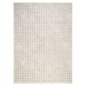 Wanda June Home Squares with Fringe Area Rug by Miranda Lambert, Taupe, 5'2"x7'2"