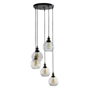 Warehouse of Tiffany Deeni Edison 5-light Adjustable-length Pendant Silver Tint Lamp