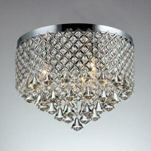 Warehouse of Tiffany X6611/3 Trey 18 in. 3-Light Indoor Chrome Finish Flush Mount Chandelier with Light Kit