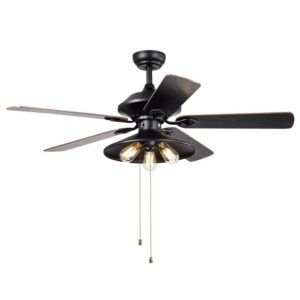 Upille 3-light Metal 5-blade 52-inch Matte Black Ceiling Fan