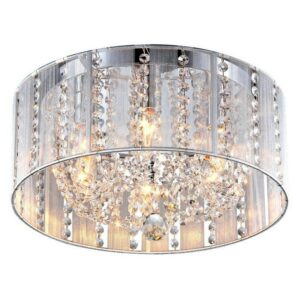 Warehouse of Tiffany Addison White 16-inch Crystal Flush Mount (color optional) Chrome