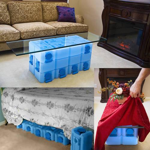 WaterBrick Stackable 3.5 Gallon Blue Water & Food Storage Container - 8 Pack - Image 3