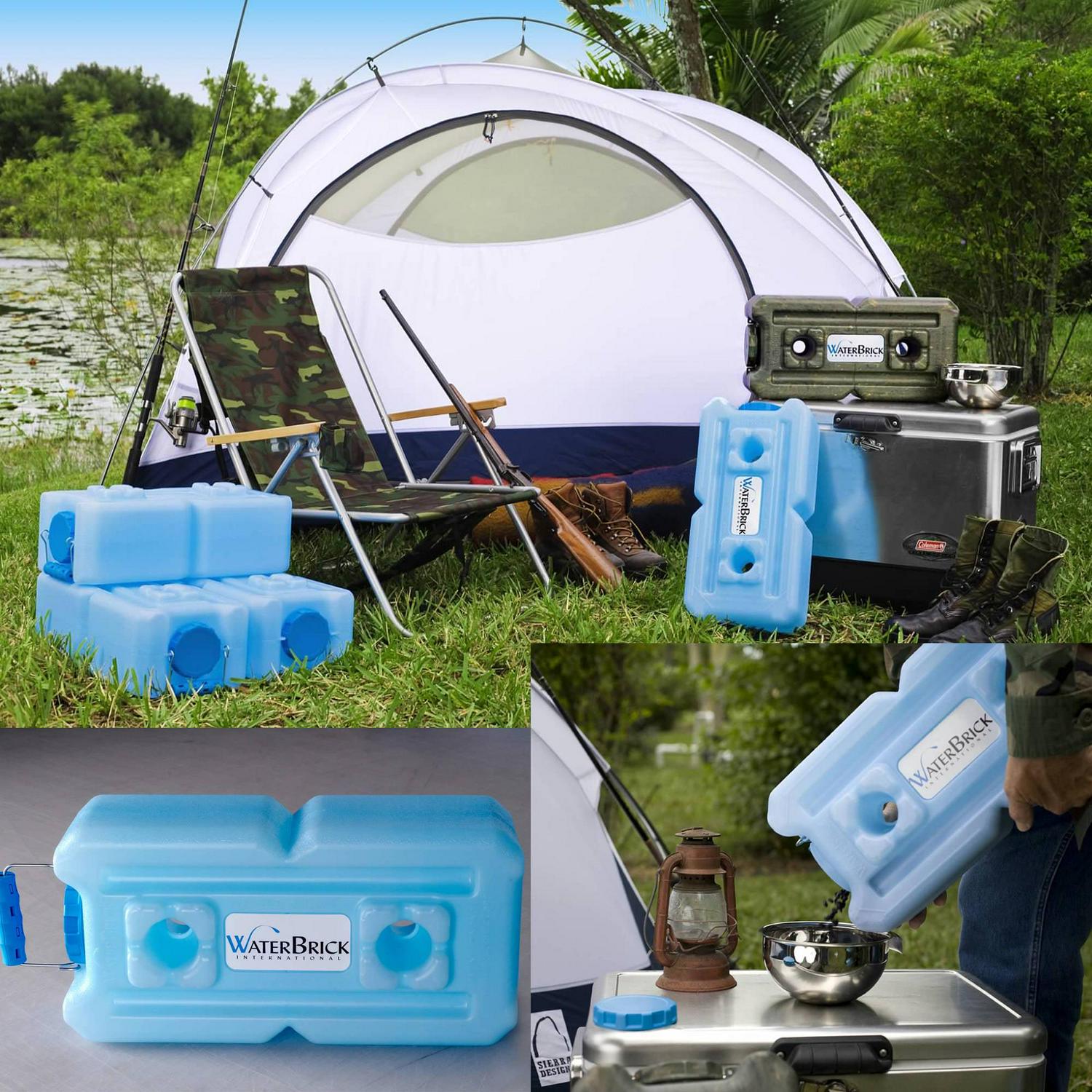 WaterBrick Stackable 3.5 Gallon Blue Water & Food Storage Container - 8 Pack - Image 4