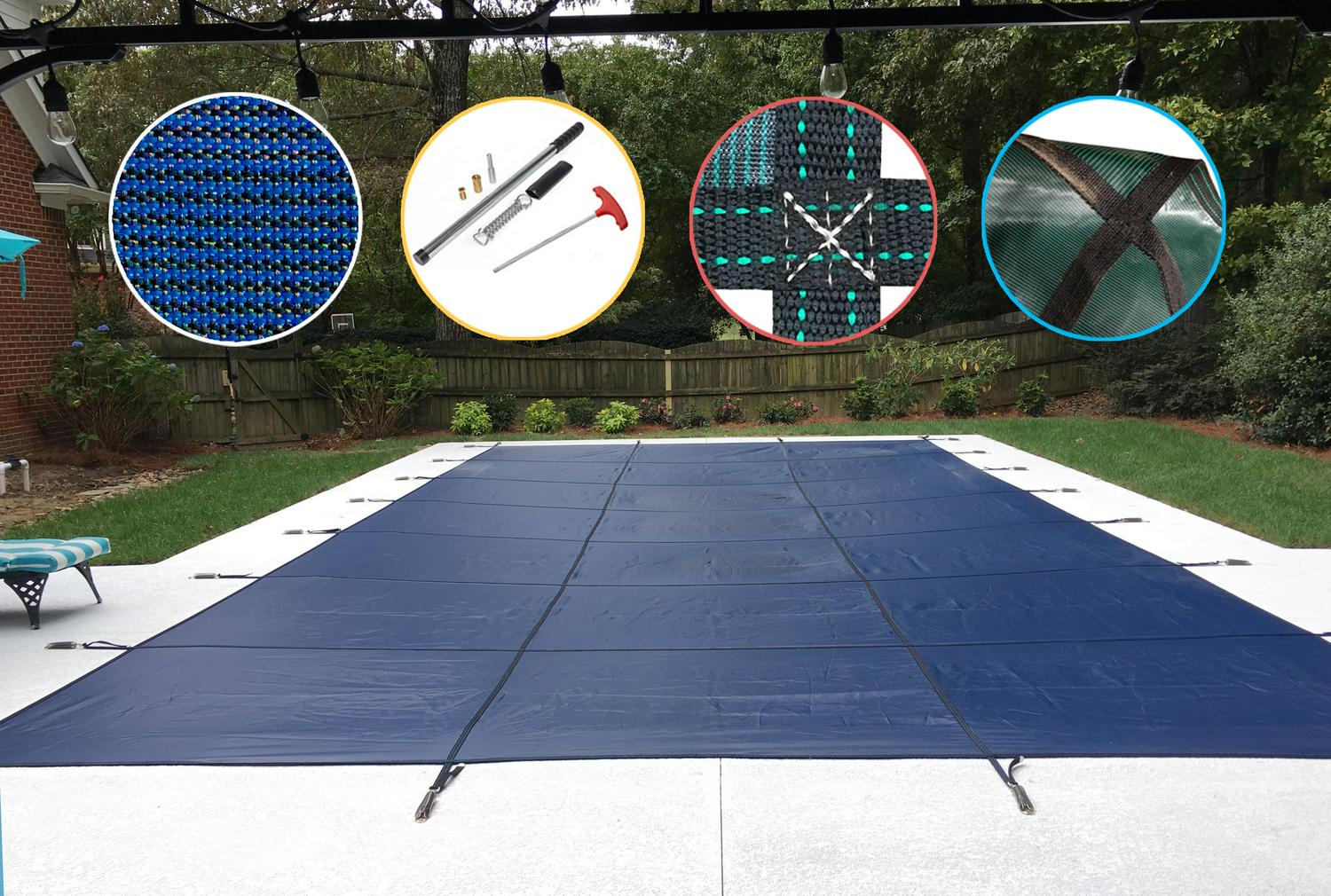WaterWarden in-Ground Pool Safety Cover Fits 12’ x 20’ Rectangle Pool, UL Classified to ASTM F1346
