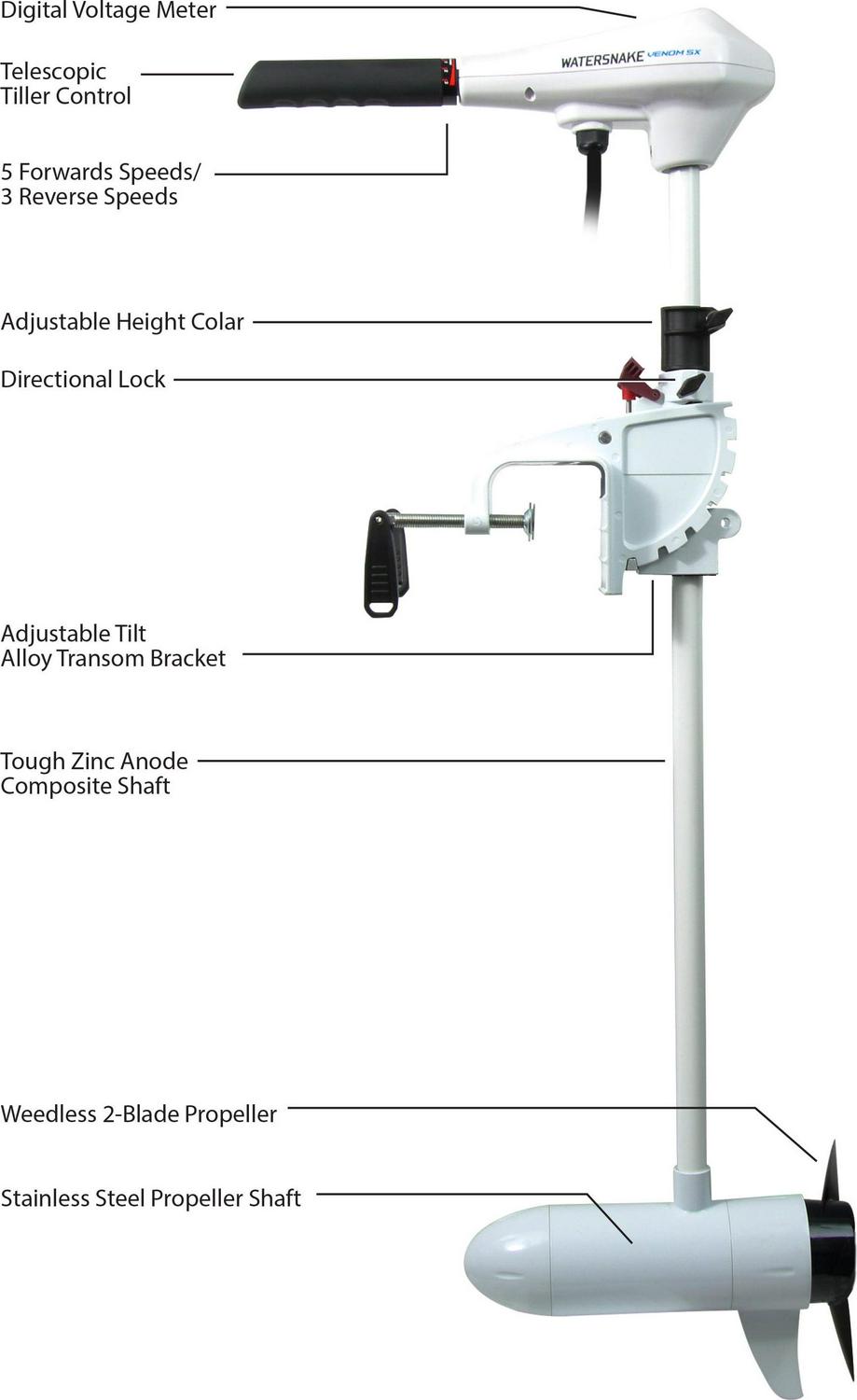 New Watersnake Venom 34/30 Saltwater Transom Mount Trolling Motor - Image 2